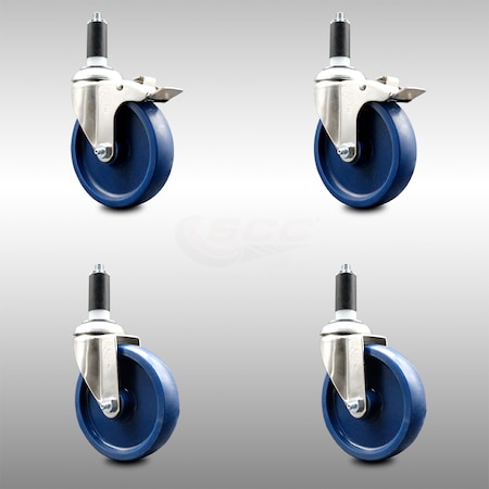 Service Caster 5 Inch 316SS Solid Poly Swivel 1-3/8 Inch Expanding Stem Caster Lock Brake, 2PK SCC-SS316TTLEX20S514-SPUS-2-S-2-138